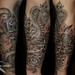 Tattoos - Black and Gray Traditional Snake and Roses - 52384